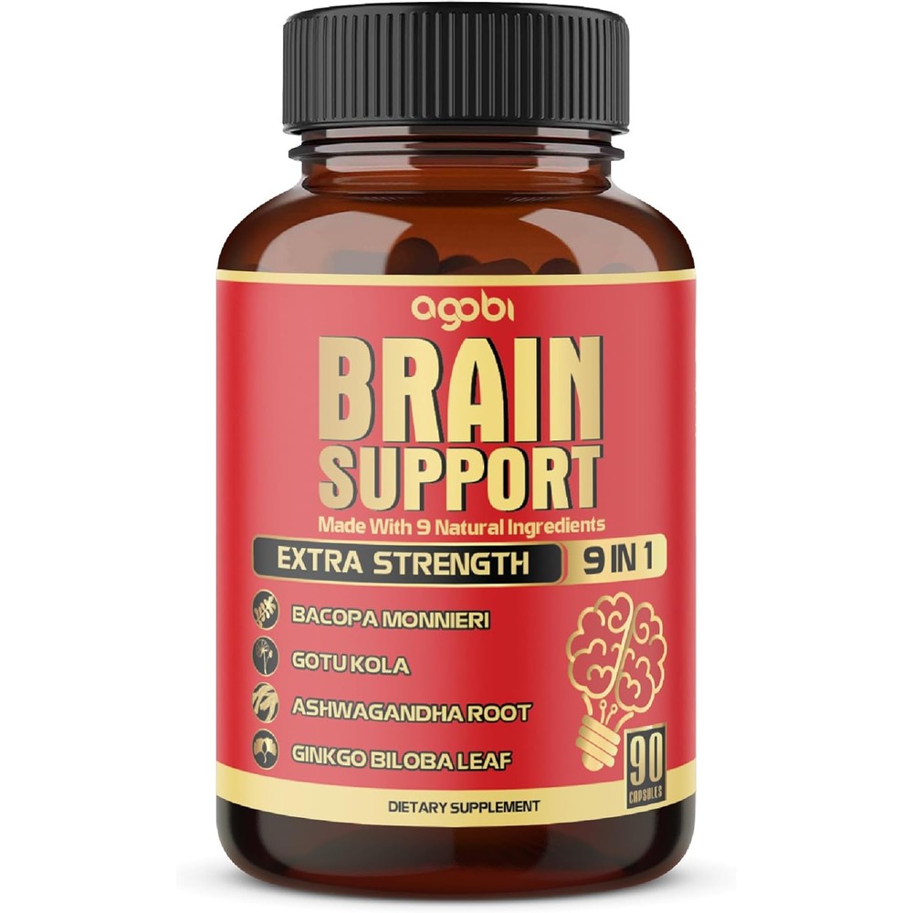 agobi 9in1 Brain Supplement Ashwagandha Gotu Kola Bacopa Monnieri | 90 Caps