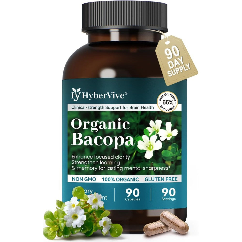 HyberVive Bacopa Monnieri 300mg | 55% Bacosides High Potency Nootropic | 90 Caps