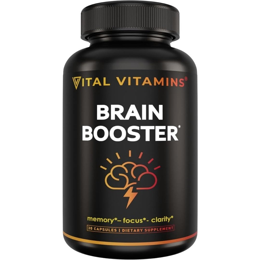 Vital Vitamins Brain Booster Bacopa Ginkgo Rhodiola Memory Focus | 30 Caps