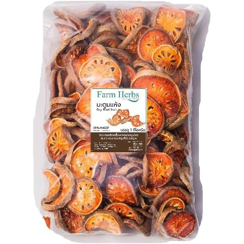 Bixa Botanical Generic Farm Herbs Dried Bael Fruit front view package showcasing authentic herbal tea slices for digestive wellness.