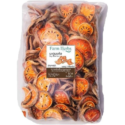 Bixa Botanical Generic Farm Herbs Dried Bael Fruit front view package showcasing authentic herbal tea slices for digestive wellness.