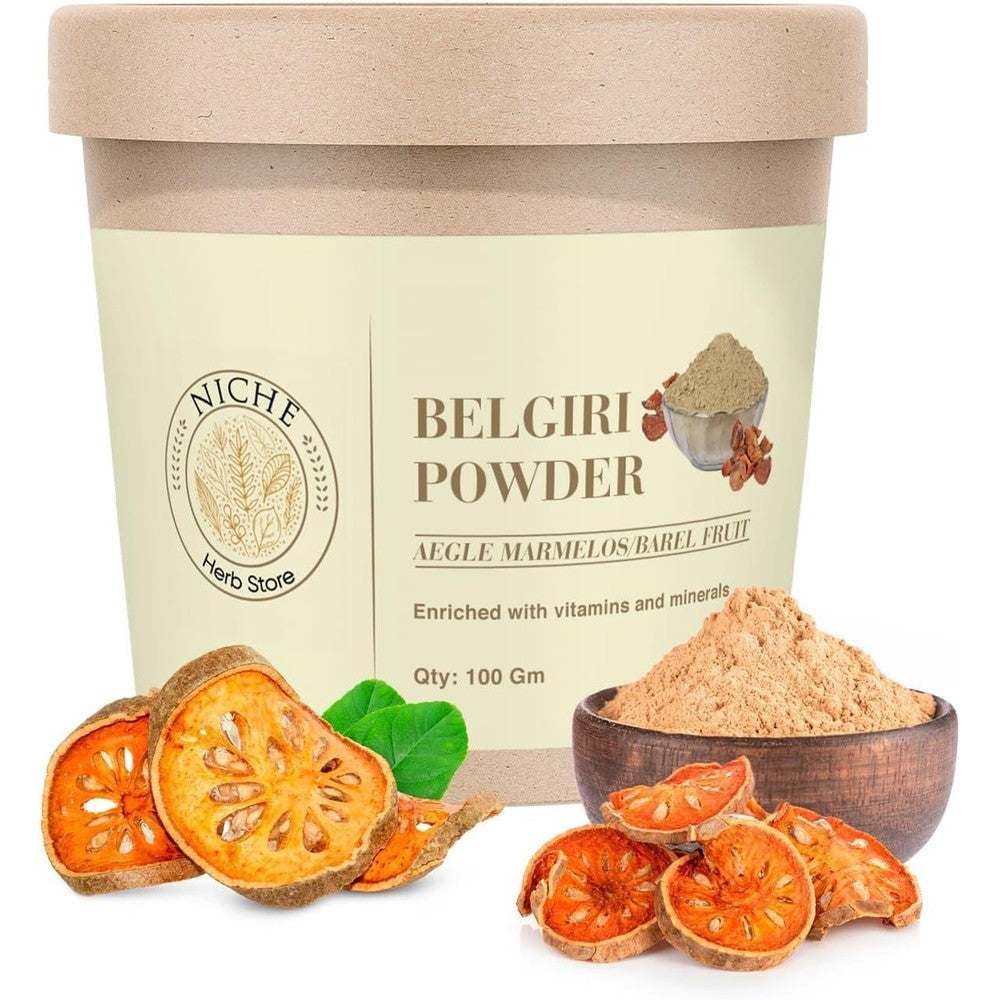 Yuvika Belgiri Bael Fruit Powder 100 grams front package view for digestive support