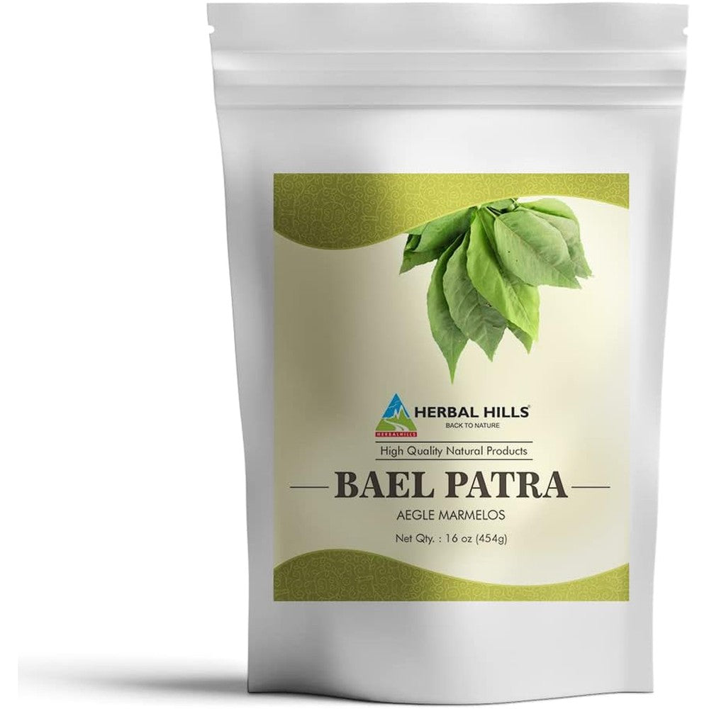Herbal Hills Bael Patra Powder 16 Ounce front view of the sealed pouch package for digestive health.