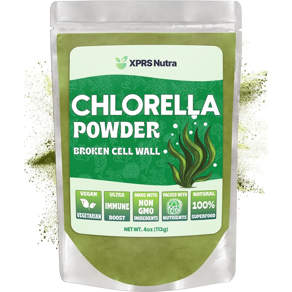 XPRS Nutra Broken Cell Wall Chlorella Powder front packaging