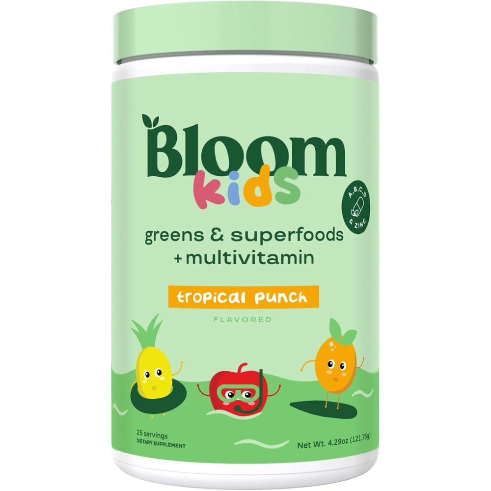 Bloom Nutrition Superfood Greens for Kids Tropical Punch front view
