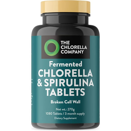 The Chlorella Company Fermented Chlorella and Spirulina tablets bottle front view
