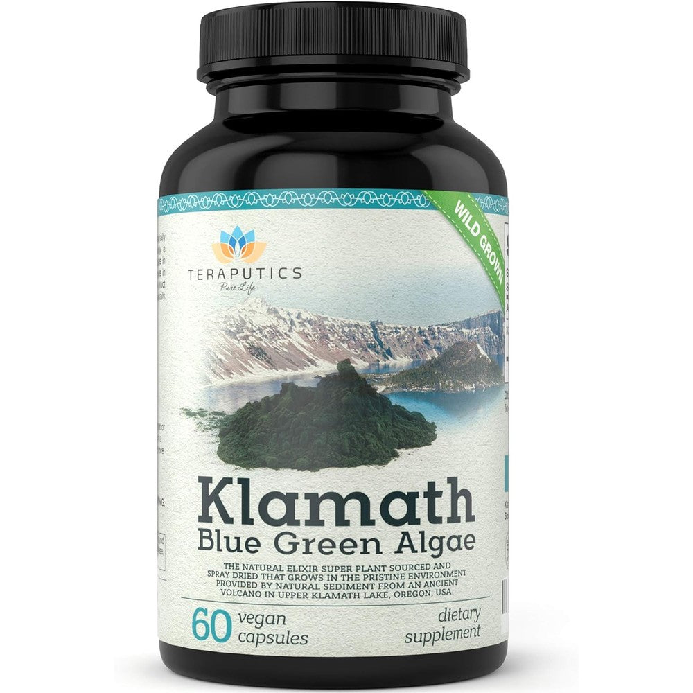 Teraputics Premium Klamath Lake Blue Green Algae supplement bottle front view