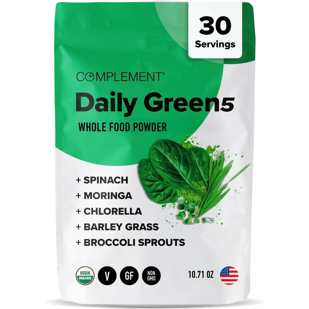 Complement Daily Greens organic superfood powder front view