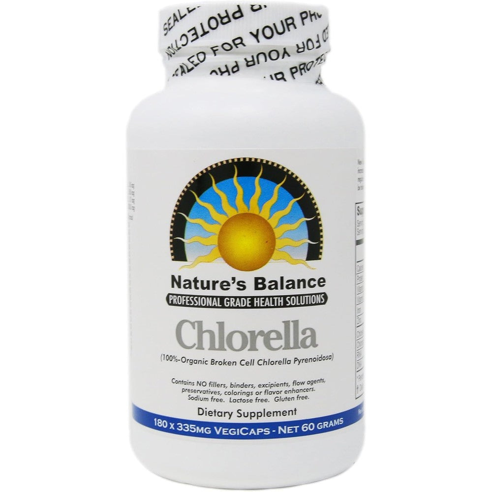 Natures Balance Pure Premium Grade Chlorella Pyrenoidosa 180 Capsules front view