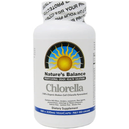 Natures Balance Pure Premium Grade Chlorella Pyrenoidosa 180 Capsules front view