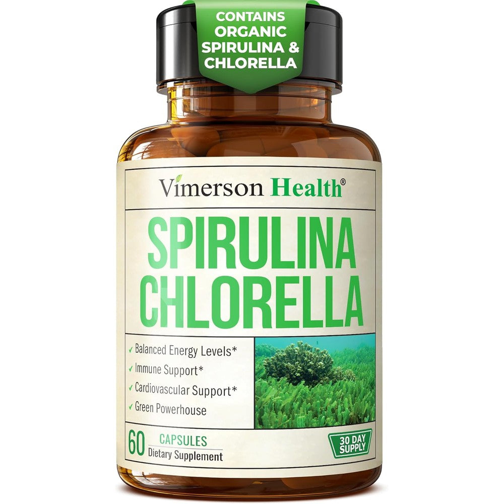 Vimerson Health Organic Spirulina and Chlorella capsules bottle front view