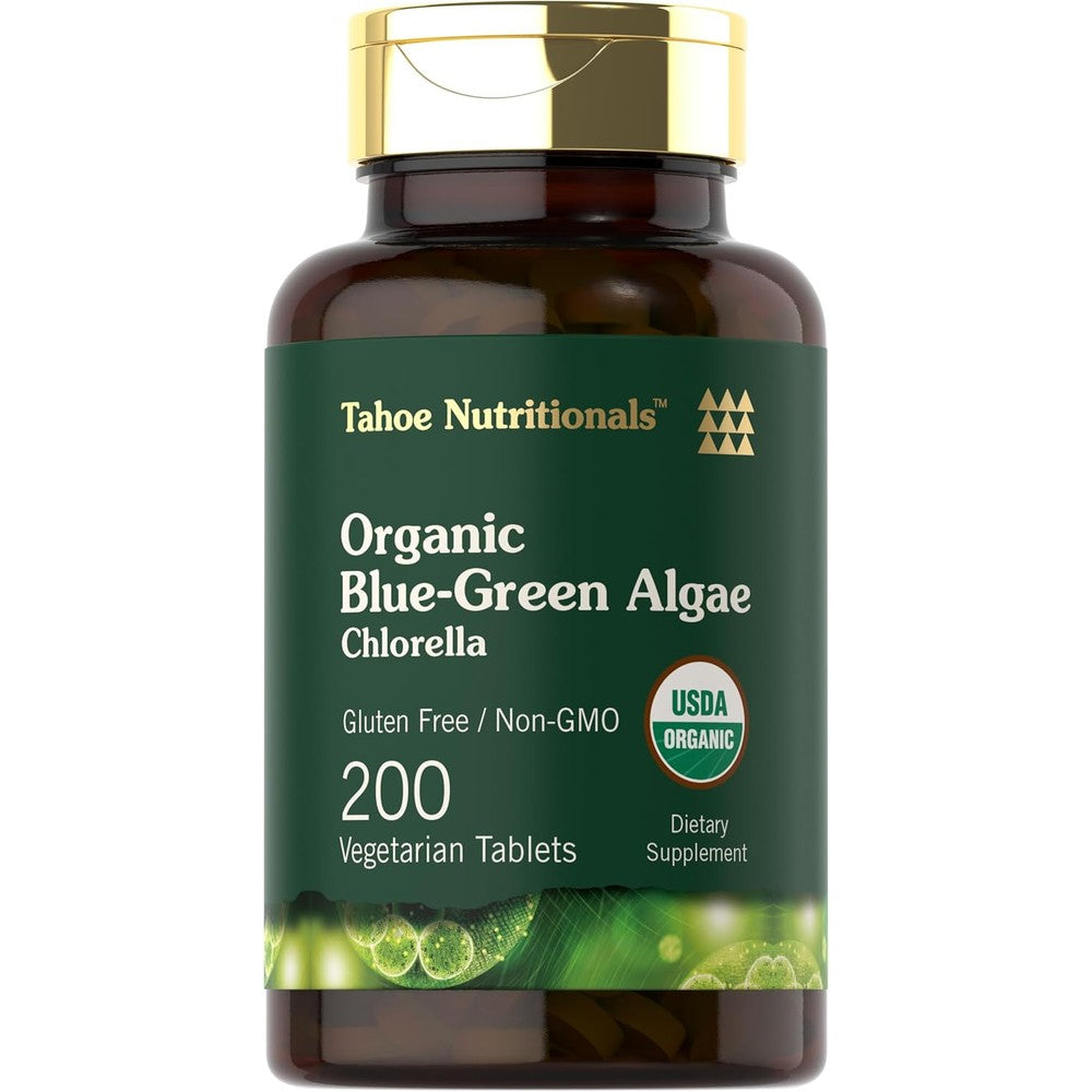 Carlyle Organic Chlorella blue green algae bottle front view