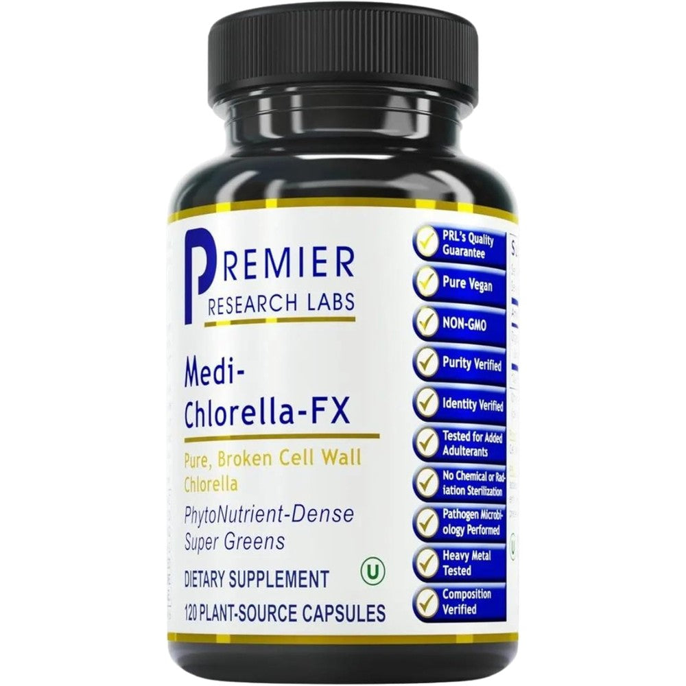 Premier Research Labs Medi Chlorella Fx 120 Capsules front bottle view