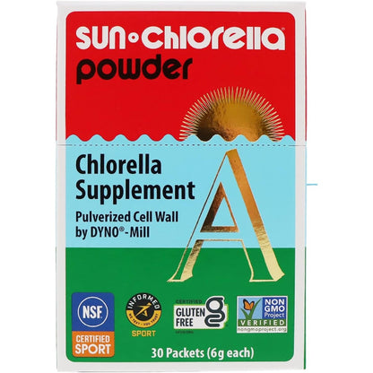 Sun Chlorella Powder Green Algae Superfood 30 Packets front view