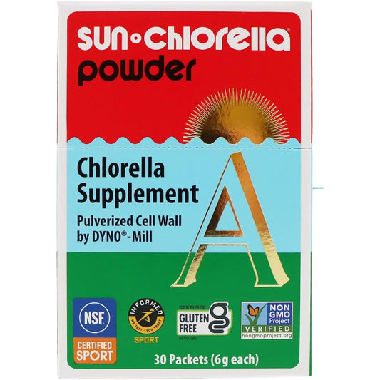 Sun Chlorella Powder Green Algae Superfood 30 Packets front view