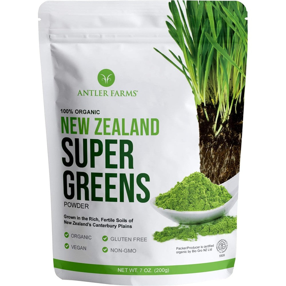 Antler Farms Organic New Zealand Super Greens Powder front view