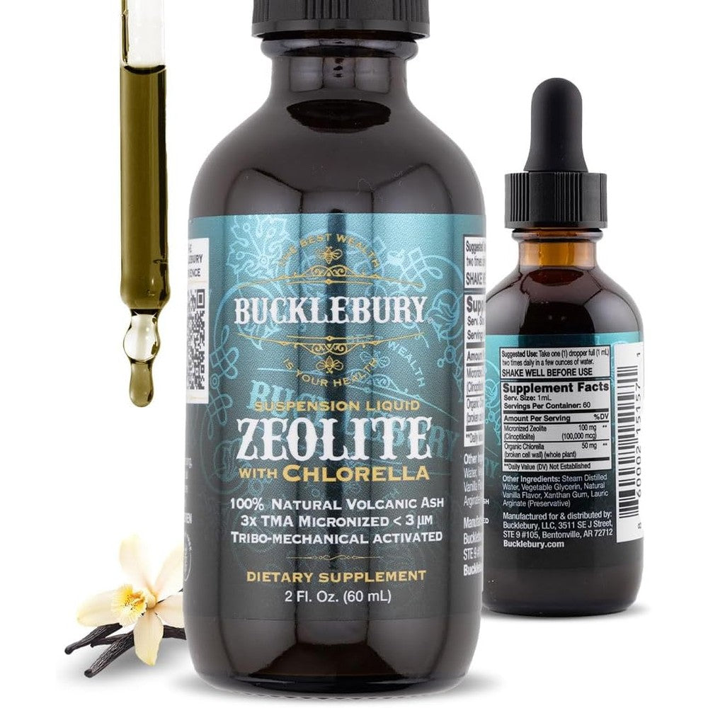 Bucklebury Zeolite Liquid Suspension with Chlorella front view bottle