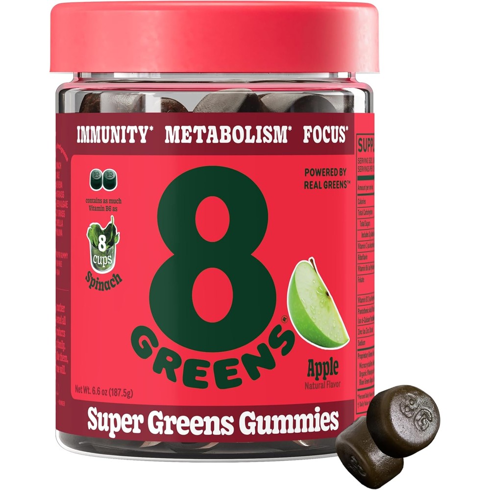 8Greens Supergreens Gummies front view bottle