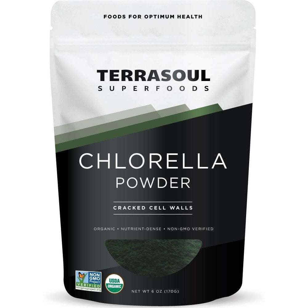 Terrasoul Superfoods Organic Chlorella Powder 6 Ounce bag front view
