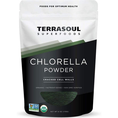 Terrasoul Superfoods Organic Chlorella Powder 6 Ounce bag front view