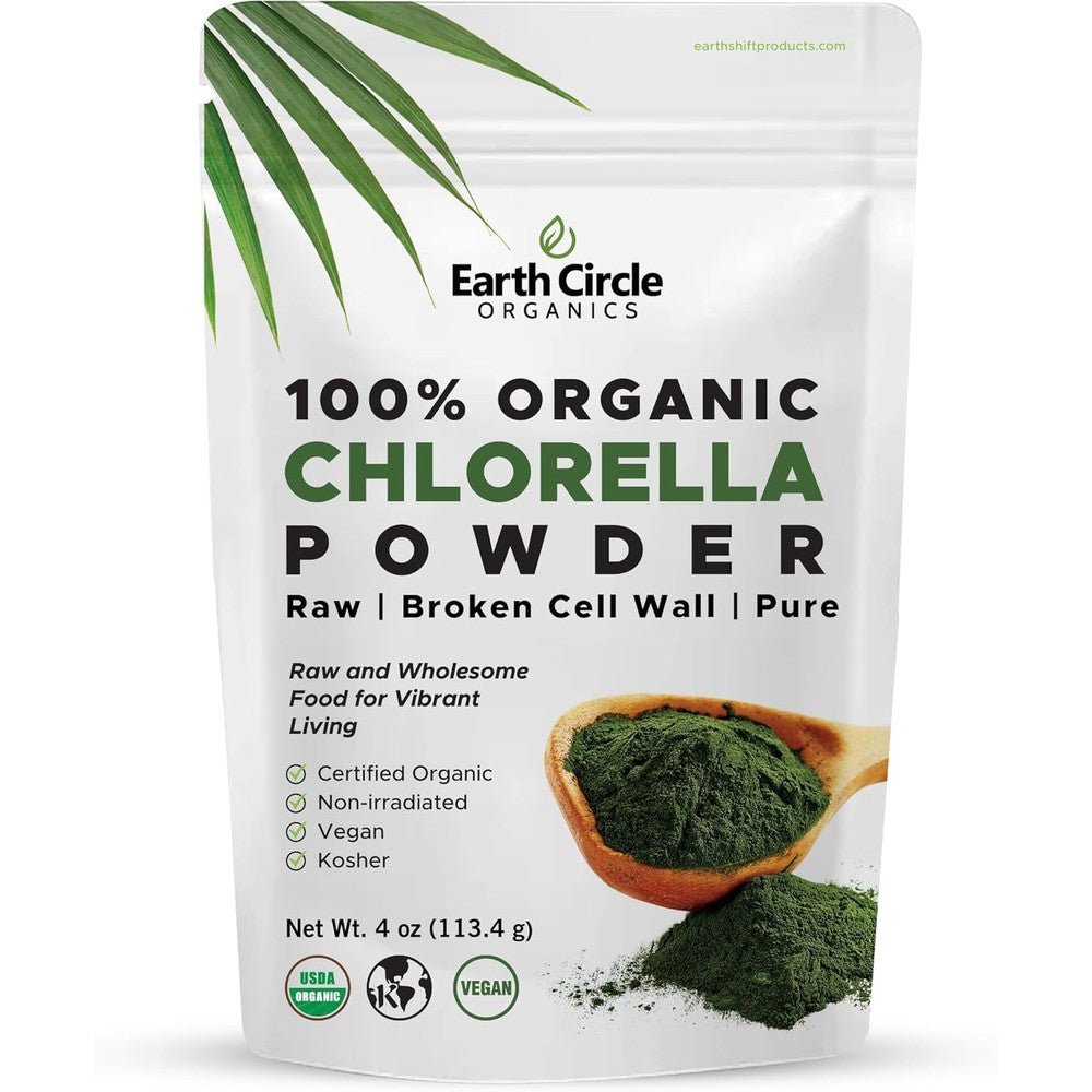 Earth Circle Organics Organic Chlorella Powder pouch front view