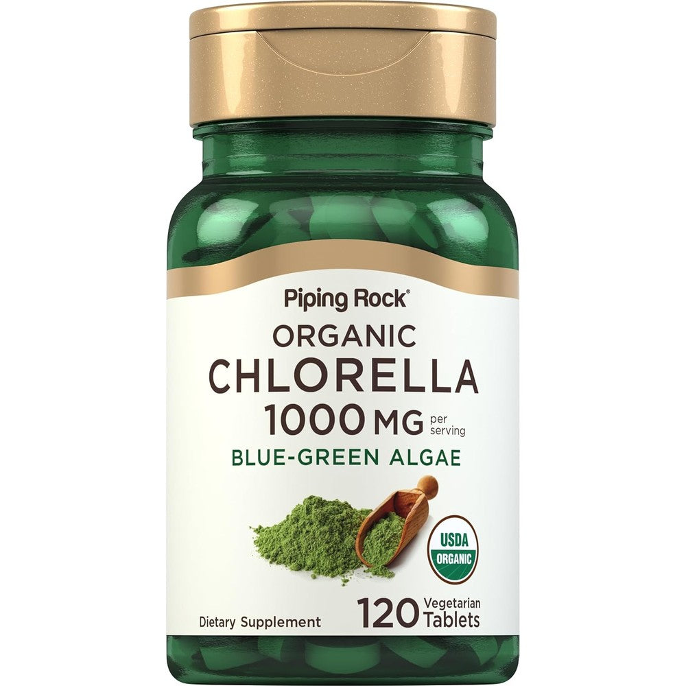 Piping Rock Organic Chlorella 1000mg front view bottle