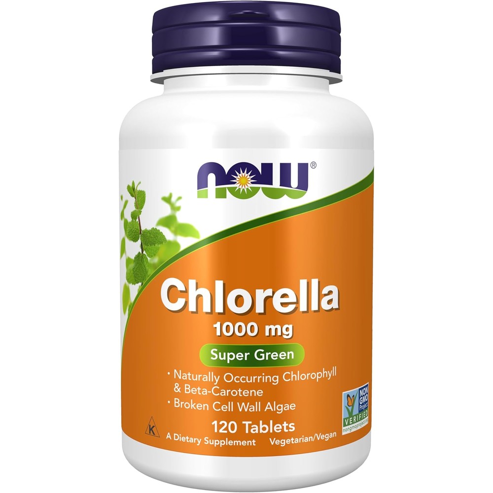 Now Foods Chlorella 1000mg front view of the bottle