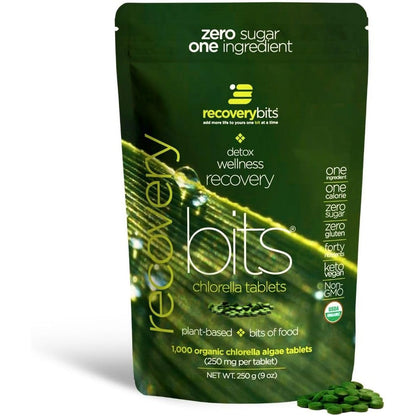Energybits Recoverybits Organic Chlorella Tablets canister front view
