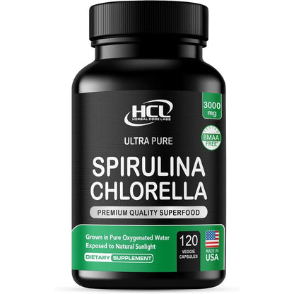 hcl herbal code labs chlorella and probiotics and gut health support capsules