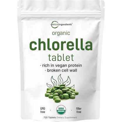 Micro Ingredients organic chlorella tablets front packaging view