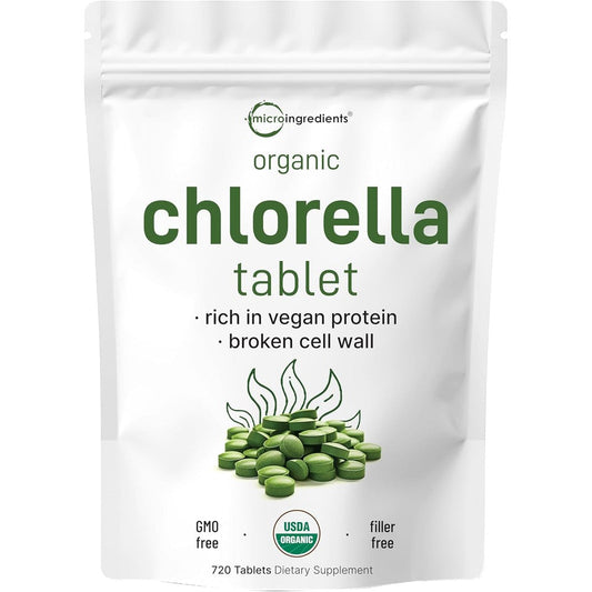 Micro Ingredients organic chlorella tablets front packaging view