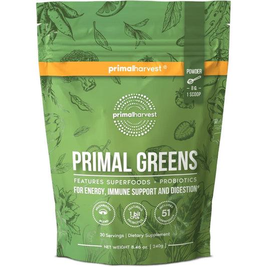 Primal Harvest Super Greens Powder 30 servings container front view