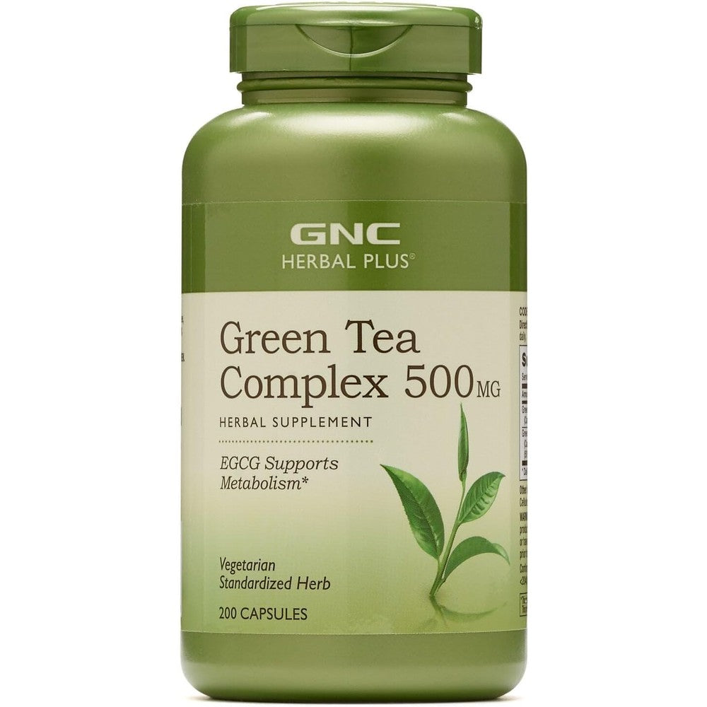 Gnc Herbal Plus Green Tea Complex 500mg front view bottle