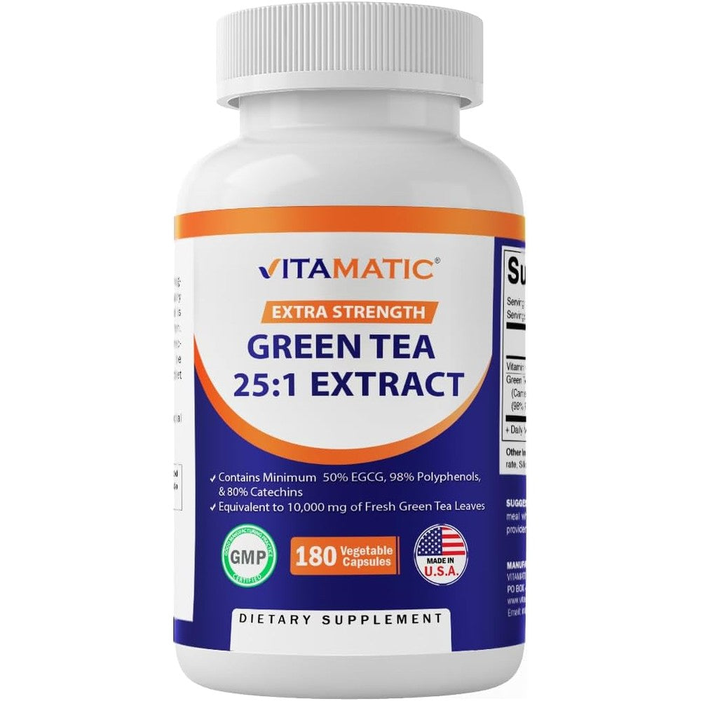 Vitamatic Green Tea Extract with Vitamin C 180 Capsules front view