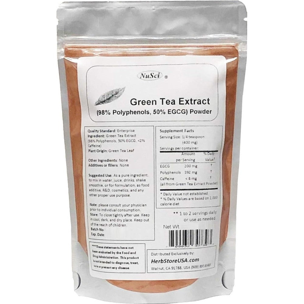 NuSci Green Tea Extract Powder 100 Grams front view