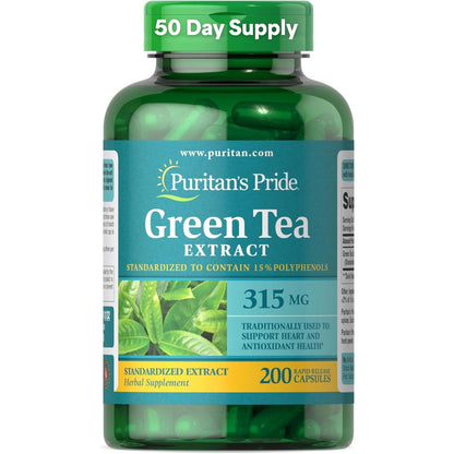 Puritan's Pride Green Tea Standardized Extract 200 capsules front view