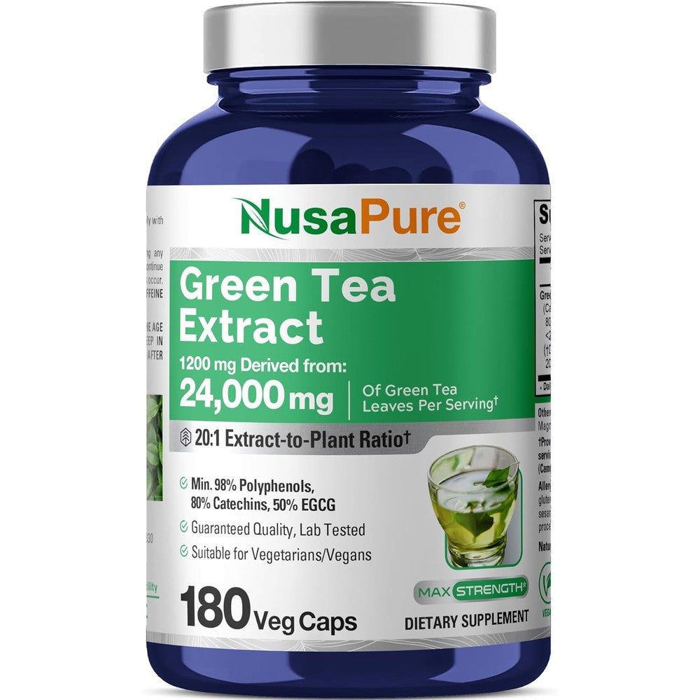 NusaPure Green Tea Capsules 1200mg front view