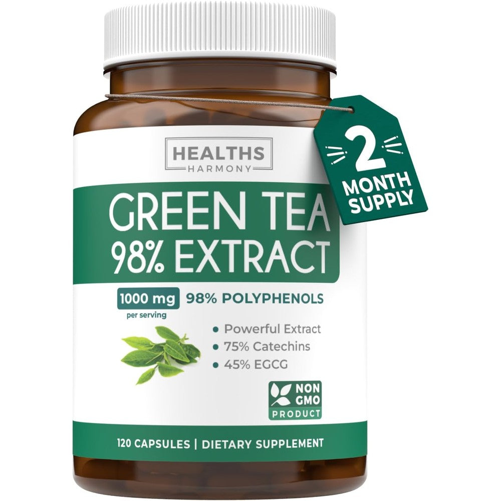Healths Harmony EGCG Green Tea Extract 120 Capsules front view bottle