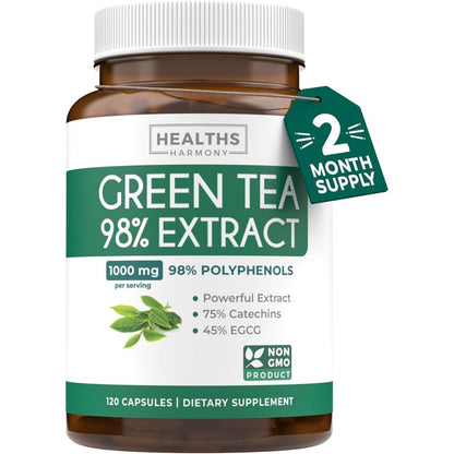 Healths Harmony EGCG Green Tea Extract 120 Capsules front view bottle