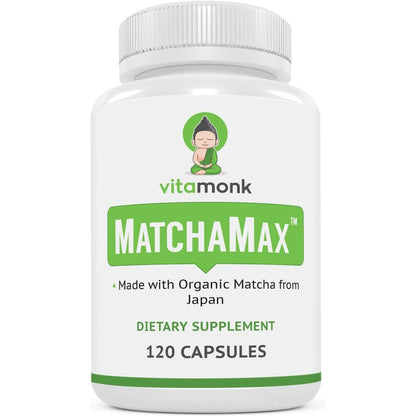 VitaMonk Matchamax Organic Japanese Matcha Capsules front view