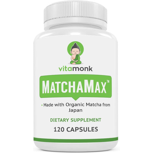 VitaMonk Matchamax Organic Japanese Matcha Capsules front view