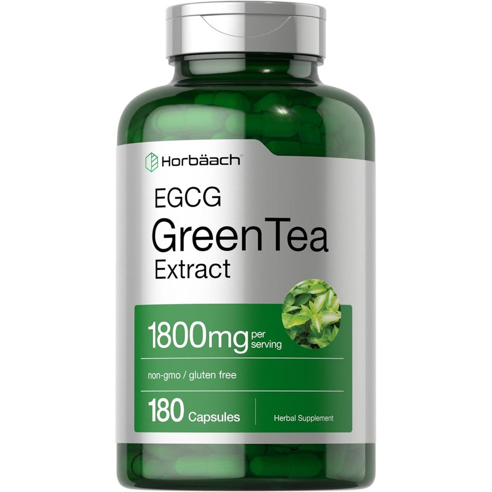Horbaach EGCG Green Tea Extract 180 Capsules front bottle view