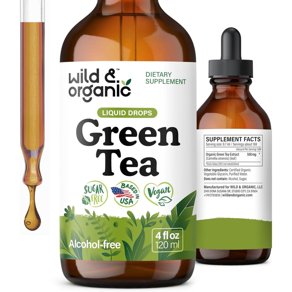 Wild and Organic Green Tea Extract Liquid Drops front label