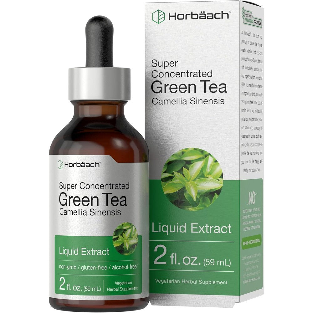 Horbaach Green Tea Extract Liquid Drops front view bottle