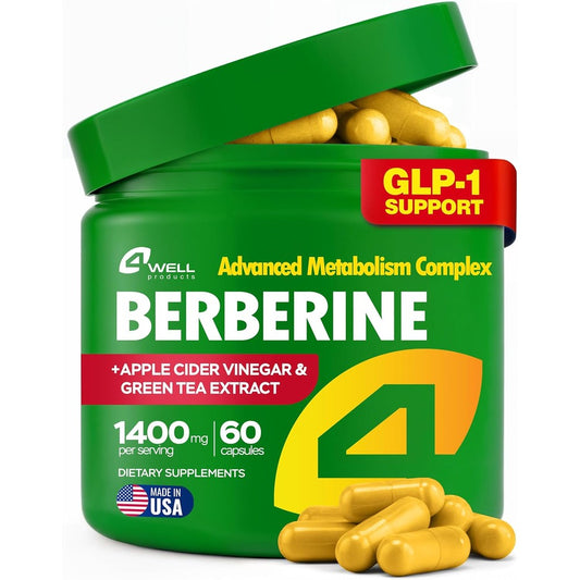 4Well Berberine HCL Green Tea Apple Cider Vinegar bottle front view