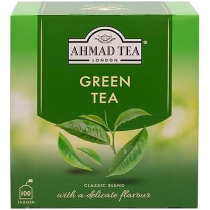 Ahmad Tea Green Tea 100 teabags box front view