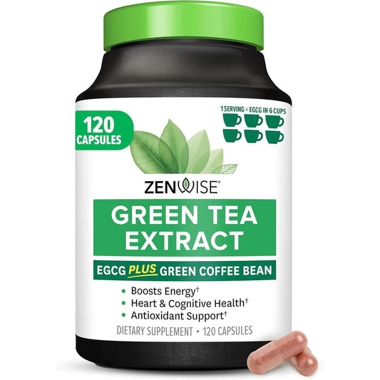 Zenwise Health Green Tea Extract 120 veggie capsules front bottle view