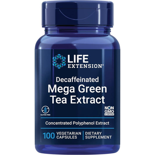 Life Extension Decaffeinated Mega Green Tea Extract bottle front view