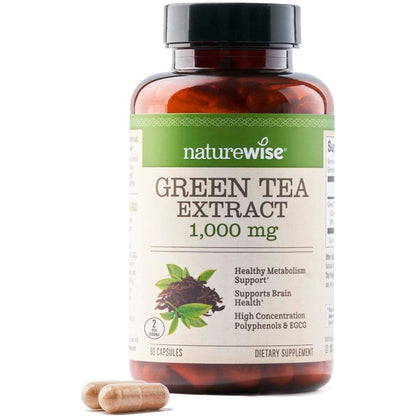 NatureWise Green Tea Extract 1000mg front view supplement bottle
