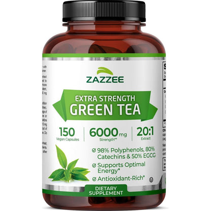 Zazzee Extra Strength Green Tea Extract front view bottle